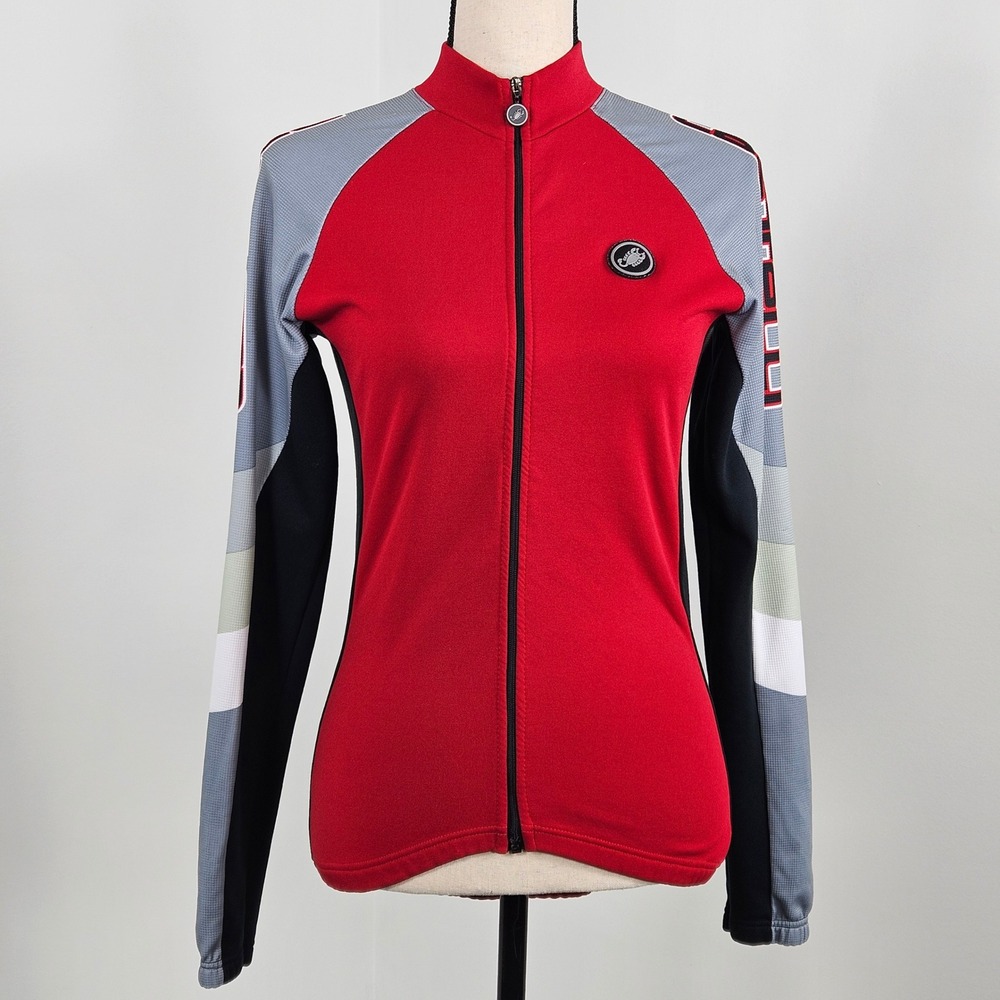 Castelli Cycling Jersey Women Medium Red Long Sleeve Fleece Made in Italy